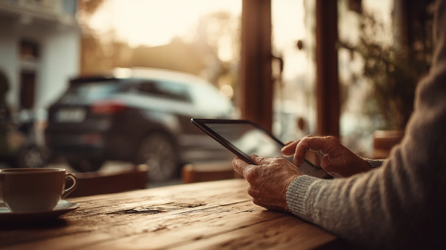 Русский водитель изучает страховые документы in English